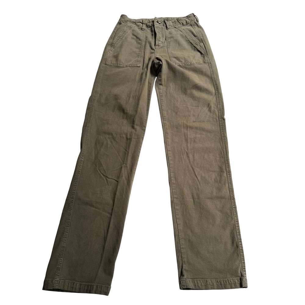American Eagle Olive Green Utility Pants Mid-Rise Straight Leg Size 4 X-Long - Picture 2 of 12